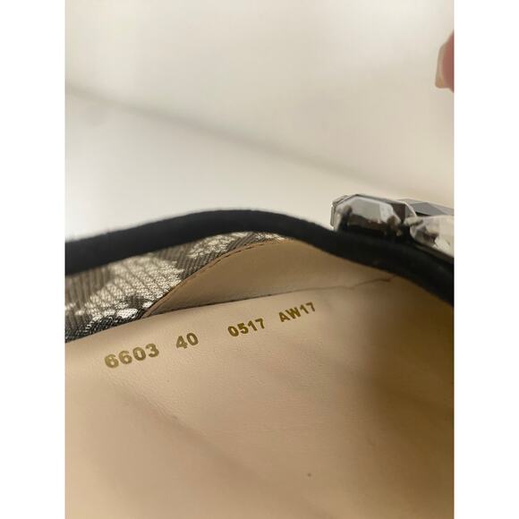 LK BENNETT HEELS 39.5 40 KITTEN BLACK LACE NUDE JULIET SUEDE JEWEL EMBELLISHMENT - Picture 7 of 16